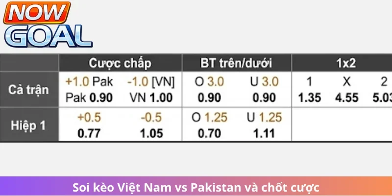 Soi kèo Việt Nam vs Pakistan và chốt cược